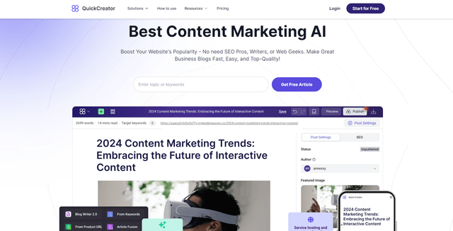 Quick Creator AI Blog Writer